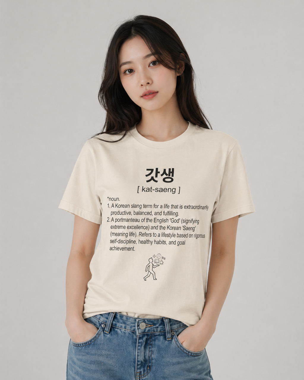 Unisex I Gotsaeng Korean Slang T-Shirt | 갓생 Tee | Productivity Lifestyle Shirt | Self Discipline Tee | Motivation Shirt | Korean Word Graphic Tee