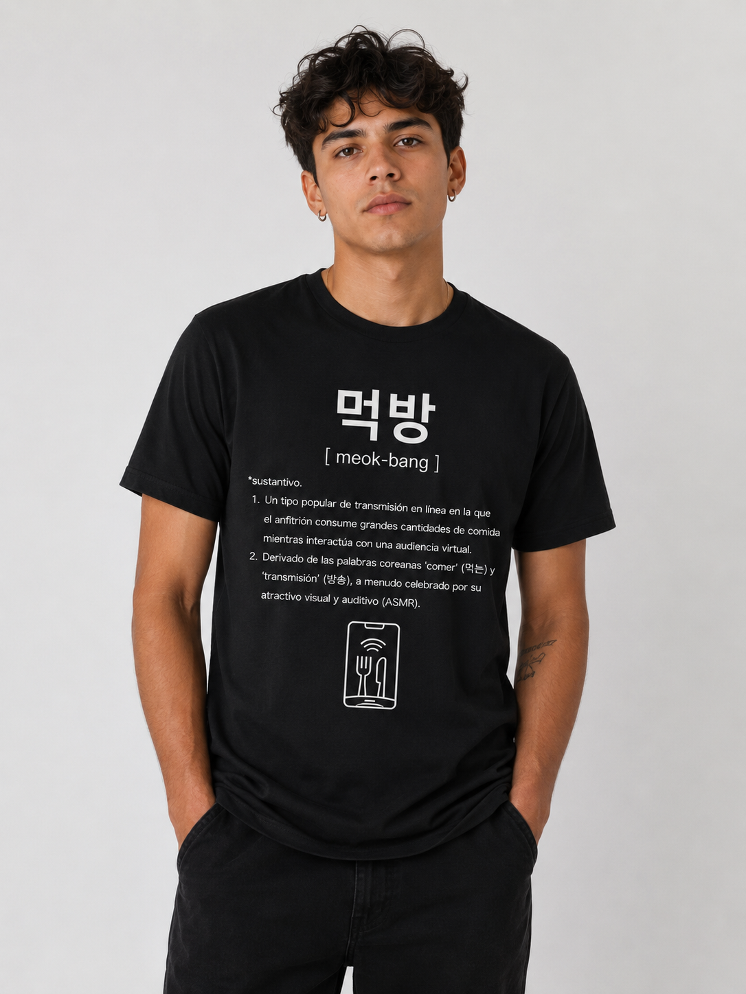 Camiseta Coreana | Mukbang Tee K-Fashion | Camiseta Streetwear Minimalista | Moda Coreana Unisex | Korean Food Lover Shirt