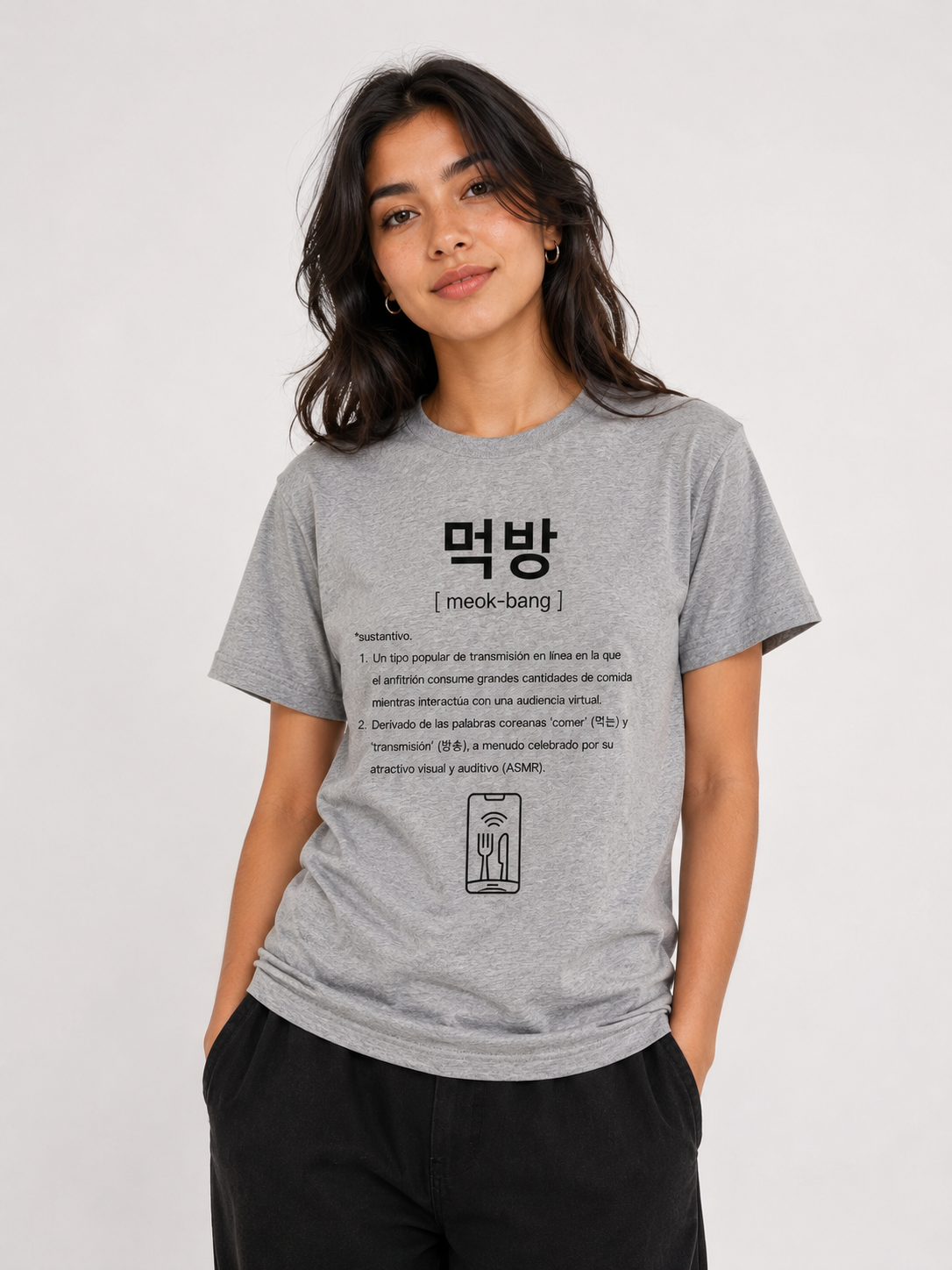 Camiseta Coreana | Mukbang Tee K-Fashion | Camiseta Streetwear Minimalista | Moda Coreana Unisex | Korean Food Lover Shirt